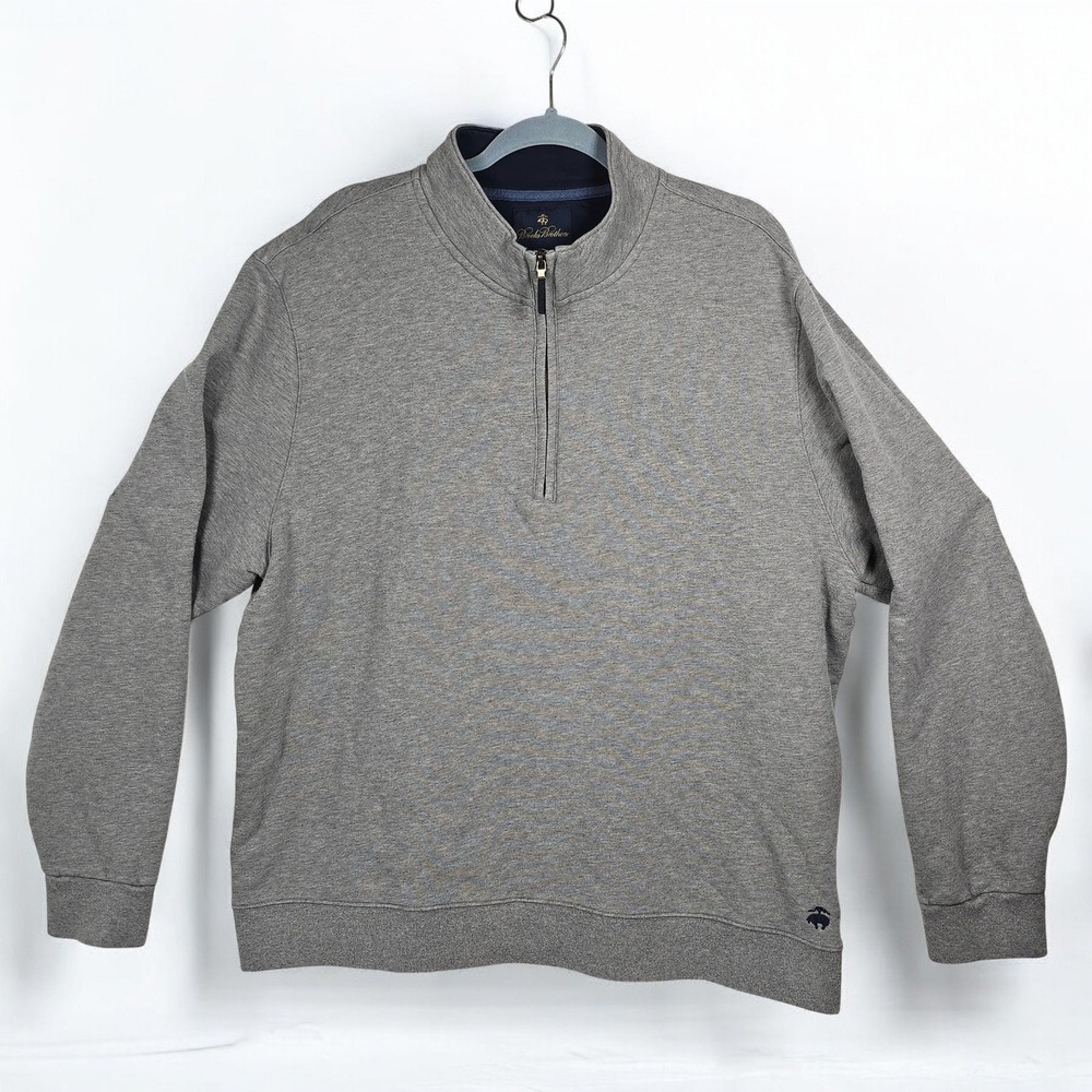 Brooks Brothers Sweatshirt Mens XXL Gray 1/4 Zip Pullover Embroidered Horse Logo - Picture 9 of 10